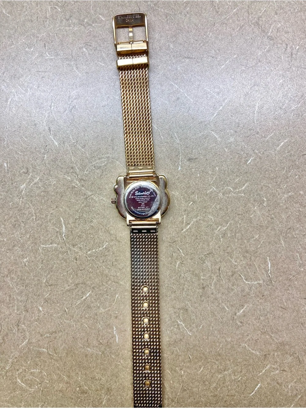 Sanrio Hello Kitty Gold Tone Mesh Bracelet Watch